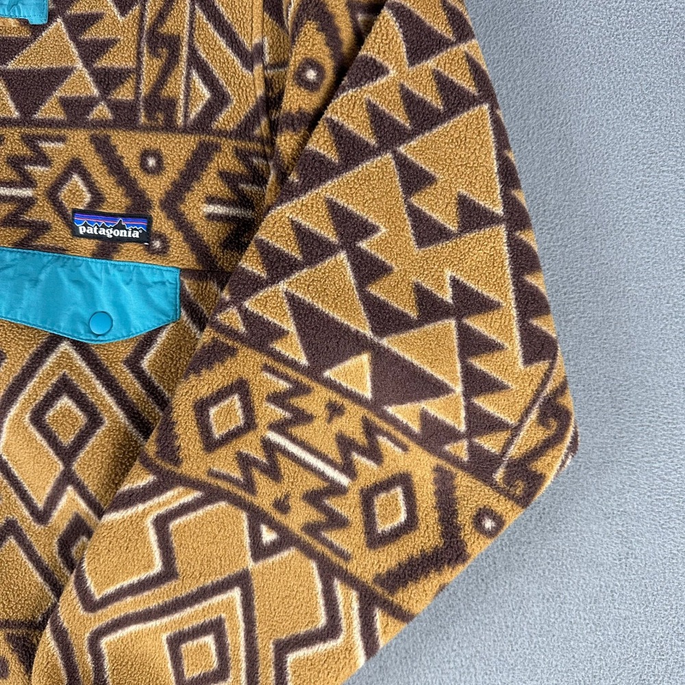 Patagonia Jacket Mens Large Synchilla Snap T Brown Montana Siete Tribal Aztec - Picture 5 of 8